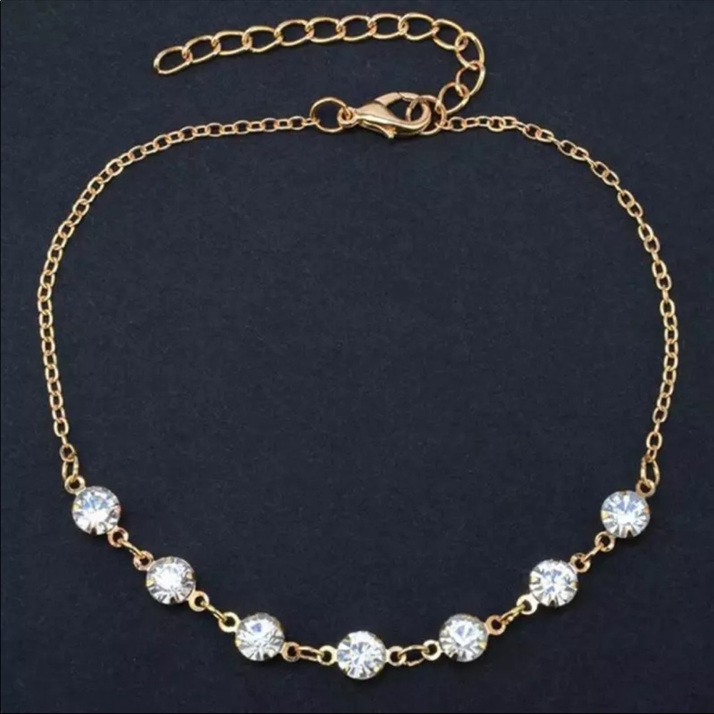 Gold and Rhinestone Anklet